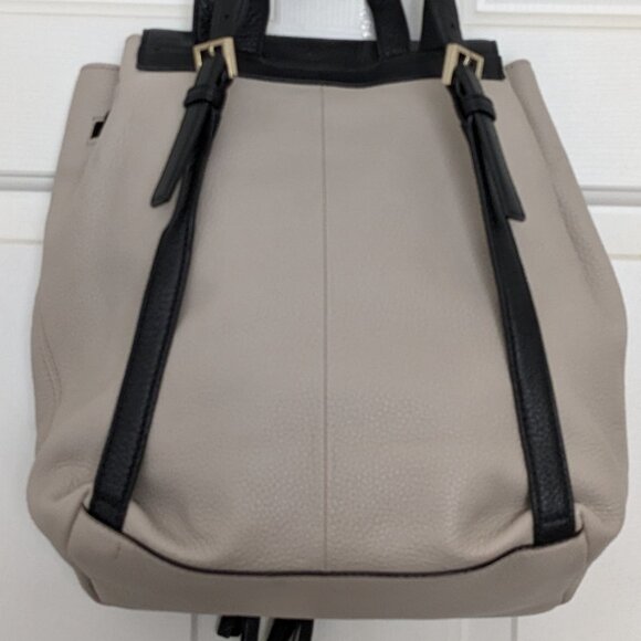 Kate Spade New York Leila Pebble Leather Drawstring Flap Backpack Beige Black . main image 11